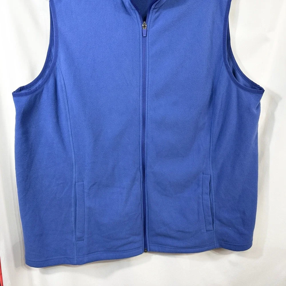 Lands' End Plus Size 2X Fleece Vest Blue Full Zip Sleeveless Winter‎ Outdoor 263
